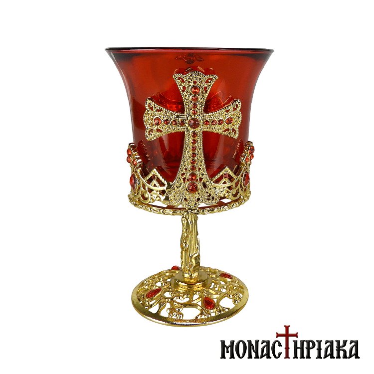 Standing Vigil Lamp with Cross Decoration