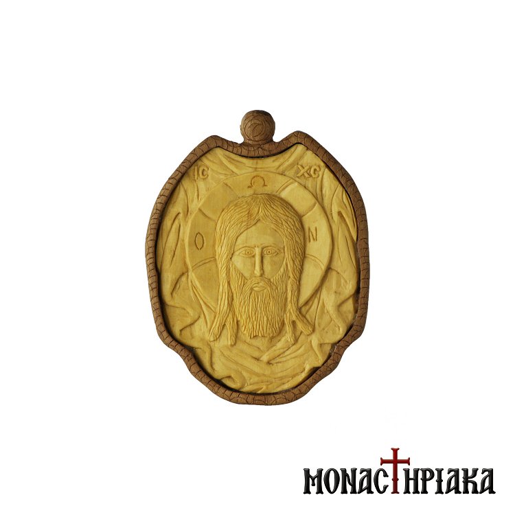 Wood-Carved Engolpion with the Holy Mandylion