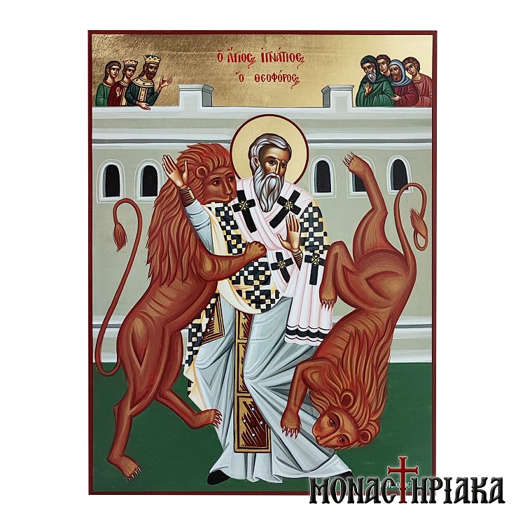 Αγιογραφία με τον Άγιο Ιγνάτιο τον Θεοφόρο - Hand painted icon of Saint Ignatius Theophorus