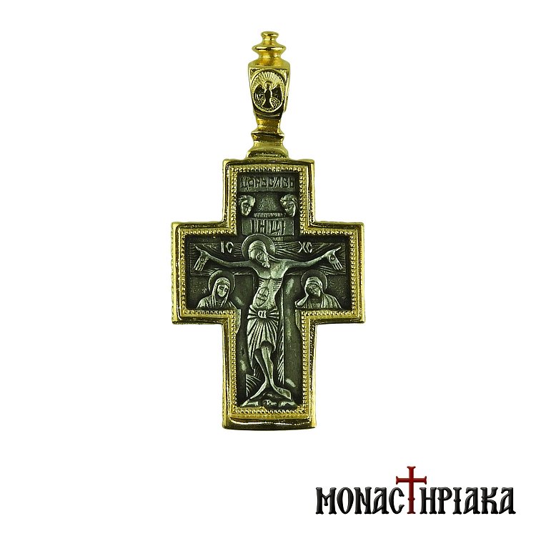 Silver Cross with Jesus and Virgin Mary