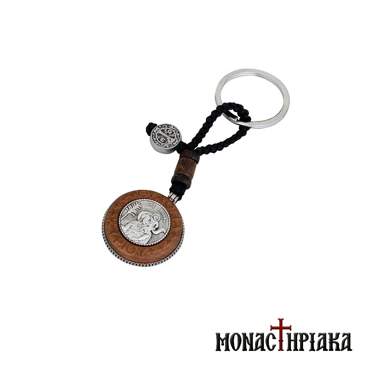 Wooden Keychain with Saint Christopher