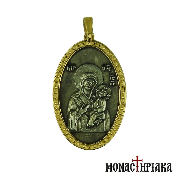 Theotokos Gorgoepikoos Silver Pendant