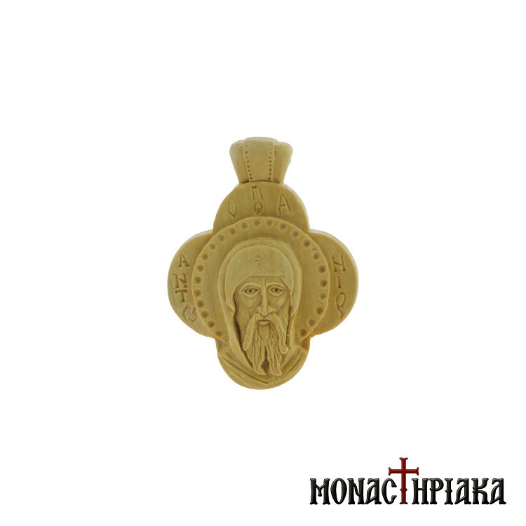 Small Wood Carved Engolpion with Saint Antonios