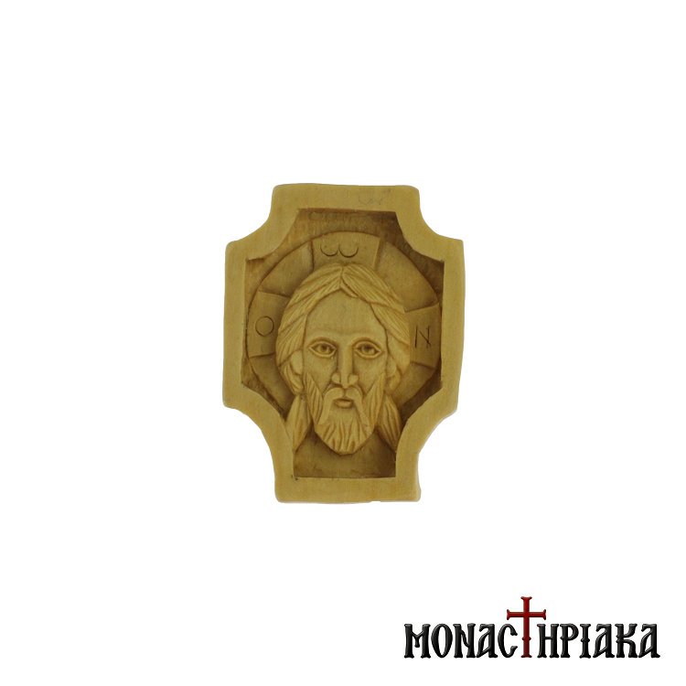 Small Wood Carved Engolpion with Jesus Christ