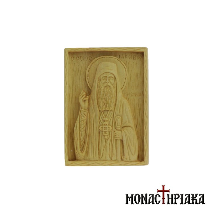 Wood Carved Icon with Saint Saint Jacob Tsalikis