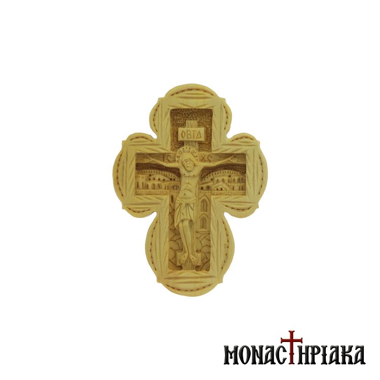 Wood Carved Cross Made of Boxwood