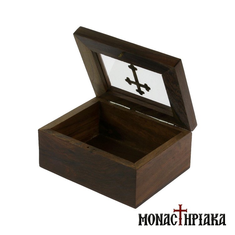 Wooden Box with Glass and Brass Cross (Big Size)