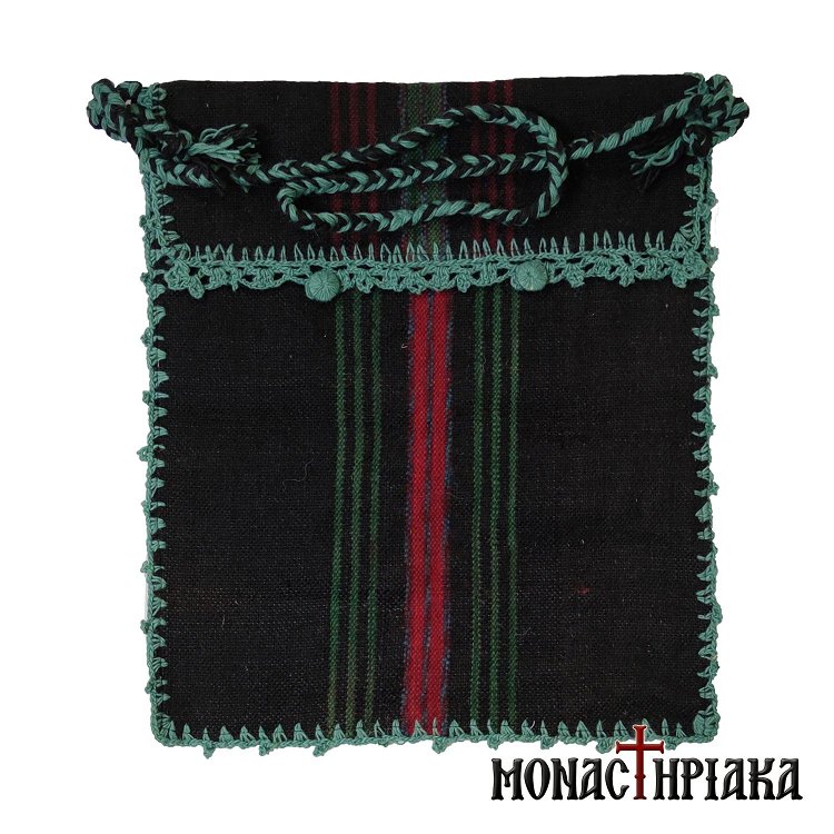 Monk Handwoven Bag Black with Stripes