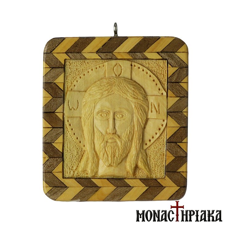 Wood Carved Square Encolpion “Holy Mandylion”