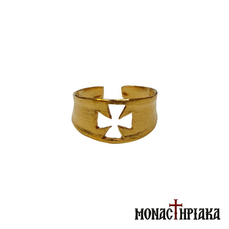 Gold-plated Chevalier Ring with Cross