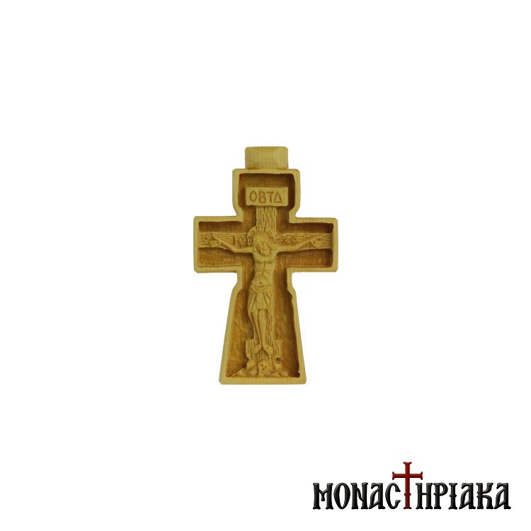 Wood Carved Byzantine Cross with the Crucifix