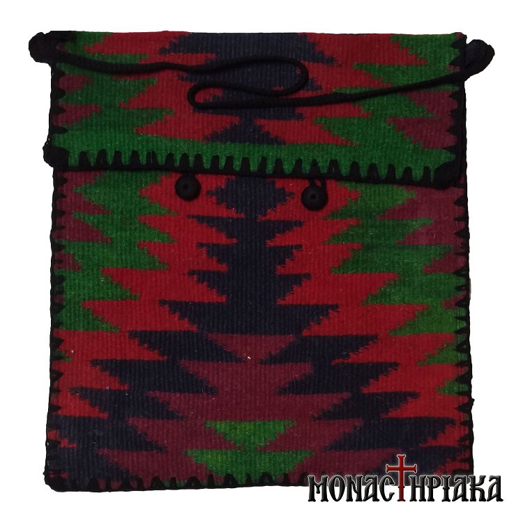 Monk Handwoven Bag with Patterns in Green - Red