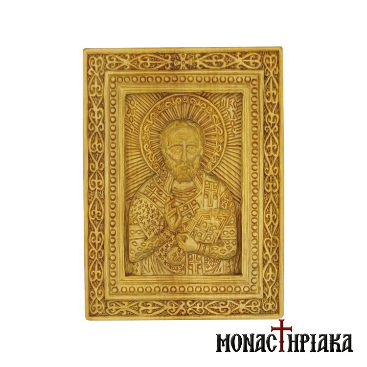 Wood Carved Icon of Saint Nicholas