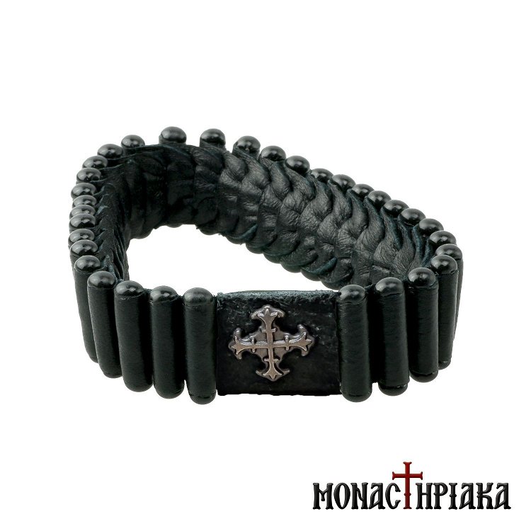 Leather Prayer Rope 33 Κnots with Cross