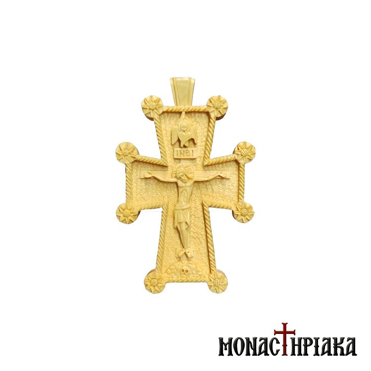 Wood Carved Byzantine Cross in Boxwood