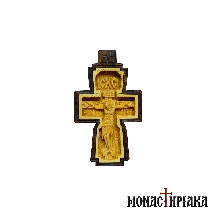 Wood Carved Byzantine Cross with the Crucified