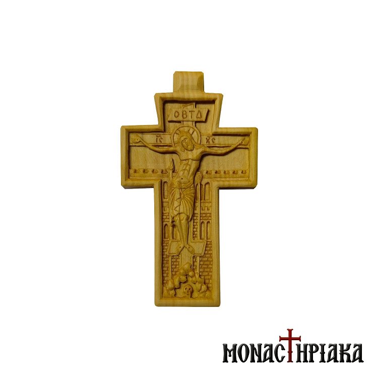 Wooden Byzantine Cross with the Crucified Jesus Christ