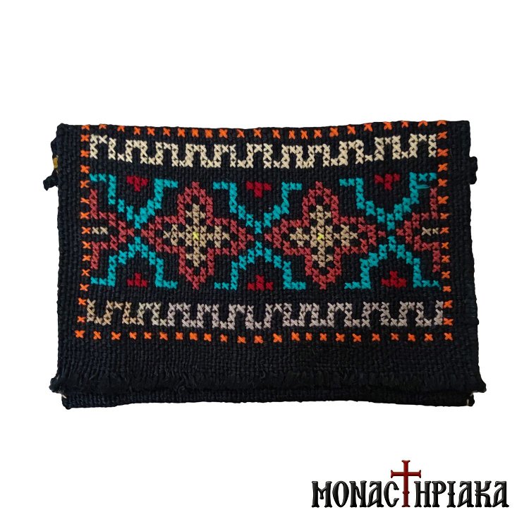 Monk Handwoven Bag with Blue Embroidery