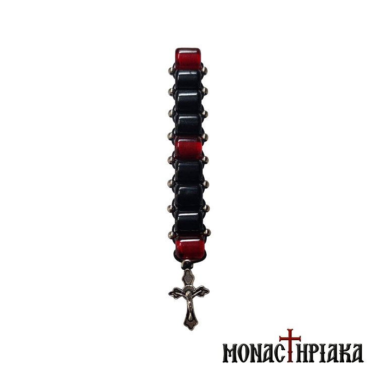Small Prayer Rope with Black & Red Beads