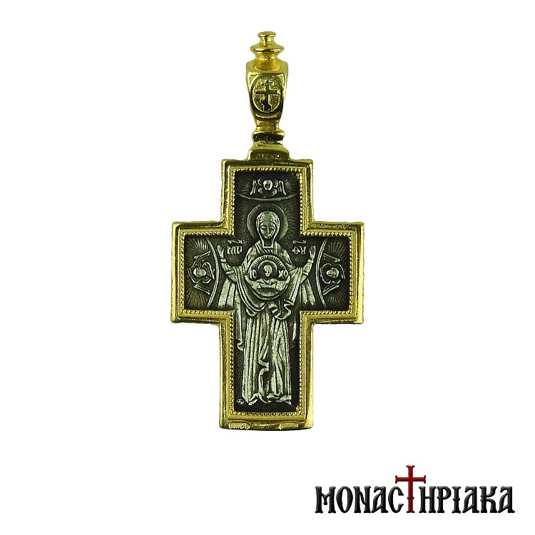 Silver Cross with Jesus and Virgin Mary