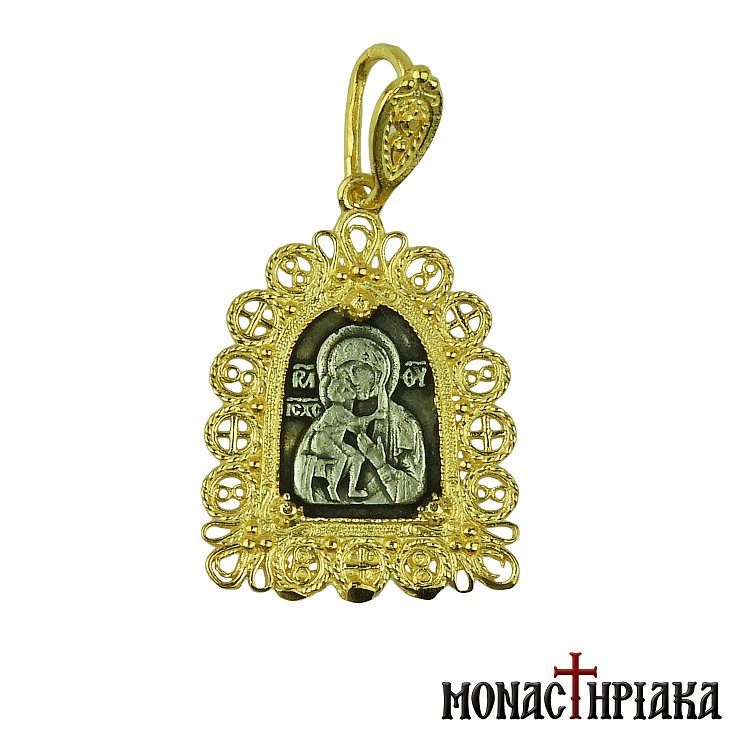 Theotokos Glykofilousa Silver Pendant