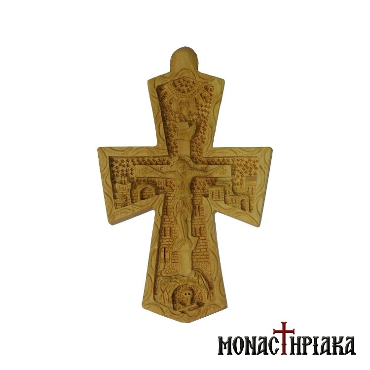 Wood Carved Cross with Uneven Sharp Corners