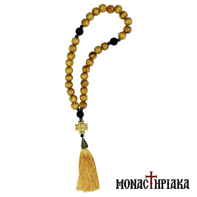 Prayer Rope with Wooden Beads and Cross