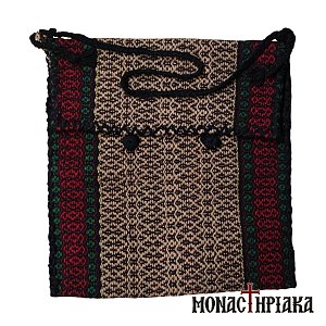 Monk Handwoven Bag with Patterns in Red - Beige