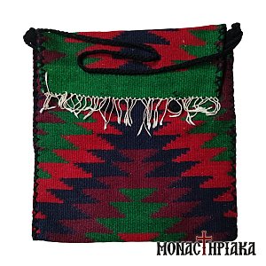 Monk Handwoven Bag with Patterns in Green - Red