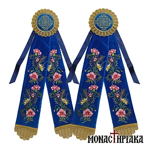 Adornment Ribbons with Flowers - Blue