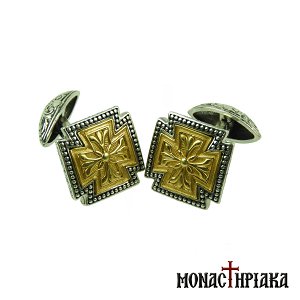 Silver Cufflinks with Gold Plated Cross
