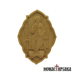 Wood-Carved Engolpion with Jesus Christ