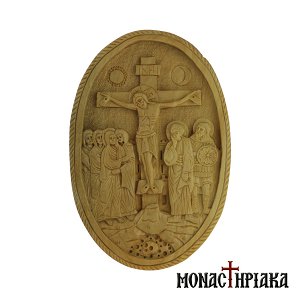 Wood Carved Encolpion Crucifixion