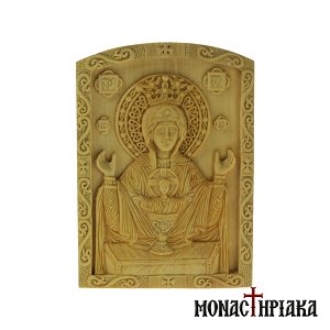 Wood Carved Icon of Virgin Mary the Inexhaustible Cup of Life