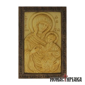 Wood Carved Icon of Virgin Mary Portaitissa