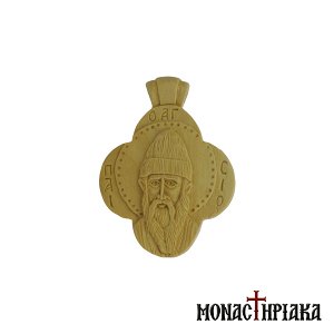 Small Wood Carved Engolpion with Saint Paisios