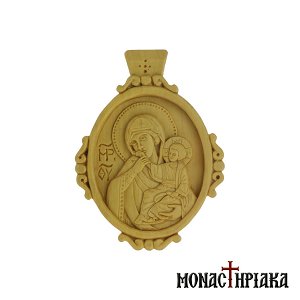 Small Wood Carved Encolpion with Virgin Mary
