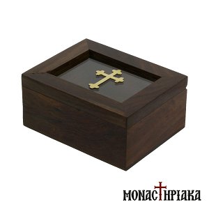 Wooden Box with Glass and Brass Cross (Big Size)