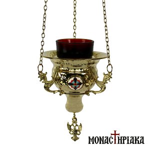 Hanging Vigil Lamp Gold Plated with Decoration