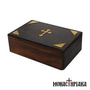 Wooden Box with Cross and Brass Elements