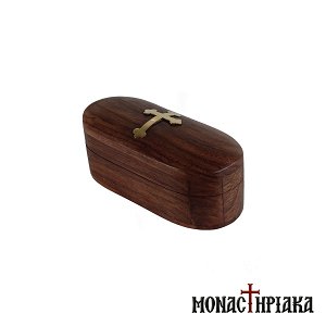 Oval Wooden Box with Brass Cross
