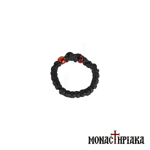 Black Waxy Prayer Rope with Cross for the Finger