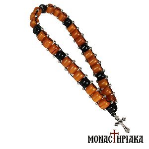 Prayer Rope with Orange-Black Beads