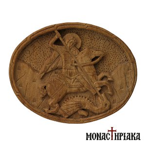 Wood Carved Buckle with Saint George