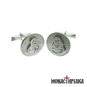Silver Cufflinks with Virgin Mary