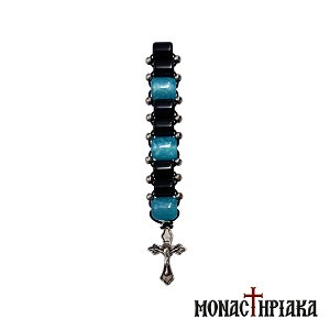 Small Prayer Rope with Black & Light Blue Beads