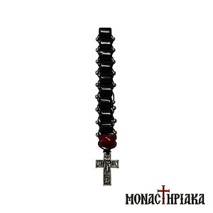 Small Prayer Rope with Black Beads & One Red