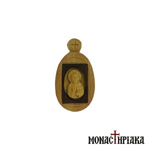 Wooden Byzantine Engolpion with Jesus Christ Blessing