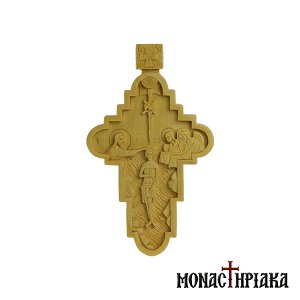 Wooden Byzantine Cross with the Baptism of Our Lord