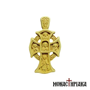 Wood Carved Multi-personal Cross | Jesus Christ, Theotokos, St. Demetrios, St. George and Archangel Michael